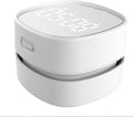 ODISTAR Counter Vacuum Cleaner,Mini Table dust Sweeper Energy with Digital Timer,Endurance up to 400 mins,360º Rotatable for Cleaning Rubber shavings,Crumbs Keyboard of Gifts for Kids(White)