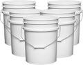 House Naturals 5 Gallon Premium HPDE Plastic Bucket - Made in USA Food Grade Storage Container, BPA Free All Purpose Pail (5, White)