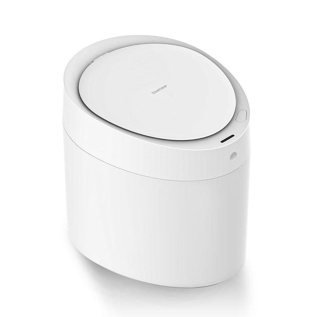 TOWNEW T AIR ONE Smart Trash Can, 2.6 Gallon Automatic Garbage Can with Self-Sealing and Self-Changing, Motion Sense Activated Rechargeable Trashcan for Living Room Bedroom Workshop Kitchen, White