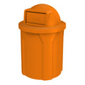 42 Gallon Circle 100% Recycled Plastic Heavy Duty Outdoor Commercial Trash Can with Push Open Dome Lid and Internal Liner Great for Schools and Businesses - Orange