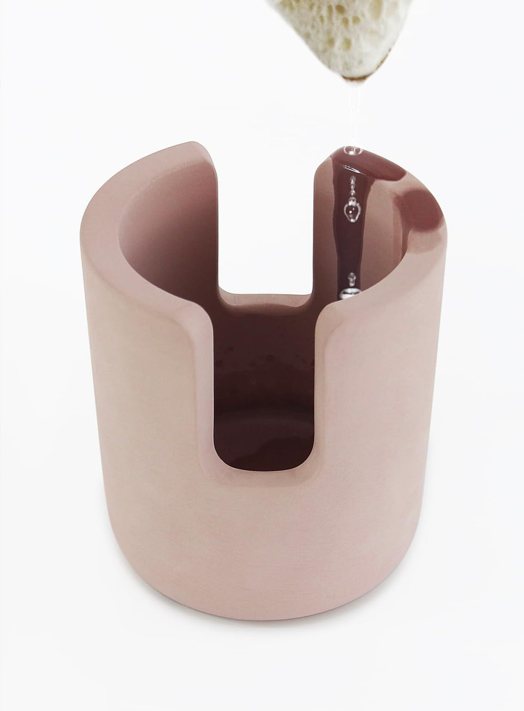 Stone Sponge Holder for Countertop Organizer, Quick Dry Diatomite Sponge Holder, Diatomaceous Earth Sponge Caddy, Absorbent Face Sponge Stand, Large Brown