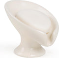 Soap Dish, Self Draining Bar Soap Holder for Bathroom Sink, Leaf Shaped Drainage Ceramic Speckled Soap Dish Porcelain Decorative Soap Dishes, ANTIS'S HOME