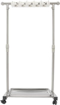 Broom Mop Holder, Movable Put Wet Mops Broom Floor Standing Cleaning Tool Rack 6 Hook and 5 Slots, Stainless Steel Cleaning Supplies Organizer for Home Schools Hospitals Factories Hotels Restaurant