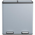 AthLike 60L(16 Gal) Dual Trash Can, Stainless Steel Kitchen Garbage Can, Double Compartment Classified Rubbish Bin, Recycle Dustbin w/Plastic Inner Buckets, Soft-Close Lid, Airtight (Haze Blue)