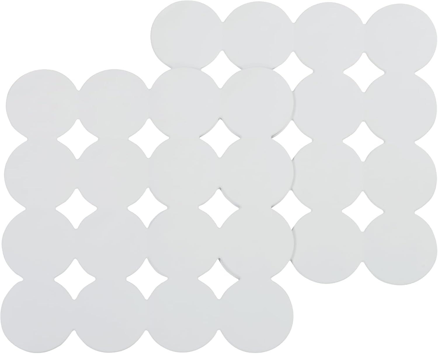 Square Shower Mat Nonslip - 2PCS Rubber Bathtub Mat with Suction Cups for Inside Shower Bathroom Floor (White, 21X21)