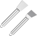 2 PCS Stainless Steel Scrapers – Multifunctional Scraper Cleaning Tool for Cookware, Stovetop, Adhesive, Oven Racks, Grout, Grill & Glass, Durable Scraper for Kitchen & Home, Fridge Cleaning