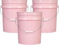 House Naturals 5 Gallon Premium HPDE Plastic Bucket - Made in USA Food Grade Storage Container, BPA Free All Purpose Pail (3, Pink)