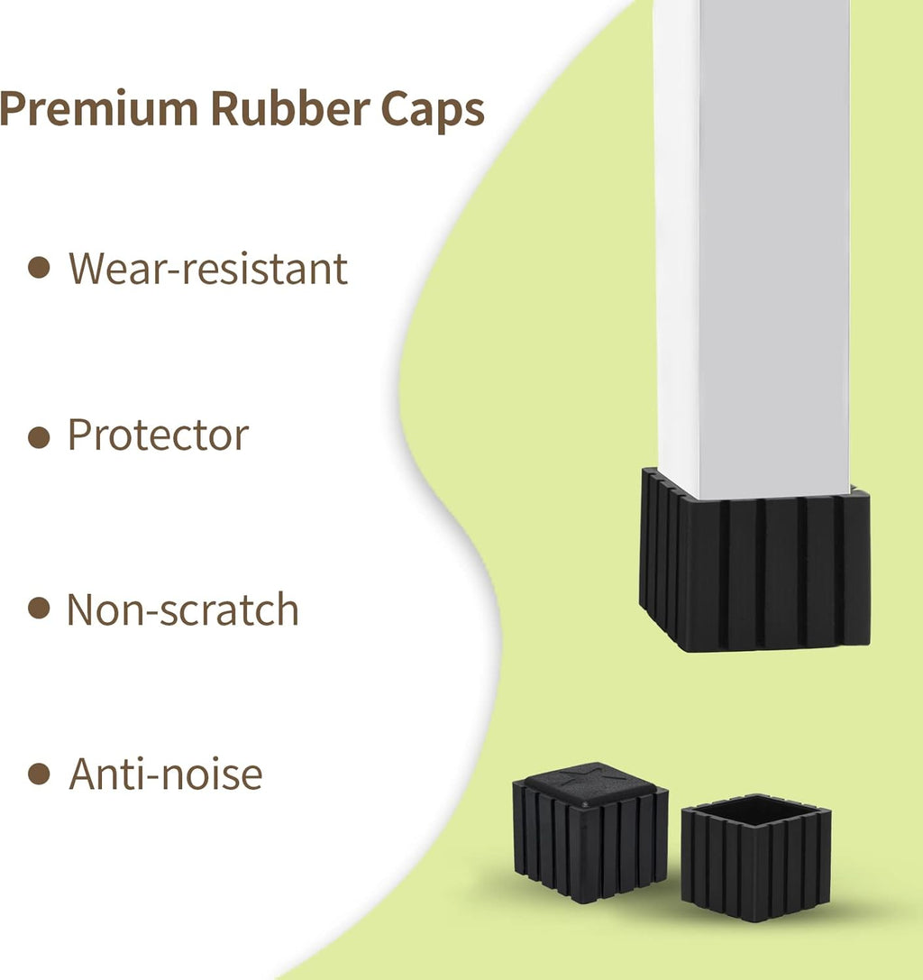 Flyshop Anti-Skid Non-Marking Synthetic Rubber Patio Chair Table Leg Caps Square Furniture Covers 20pcs, Black, 50 mm x 50 mm, 2" x 2"
