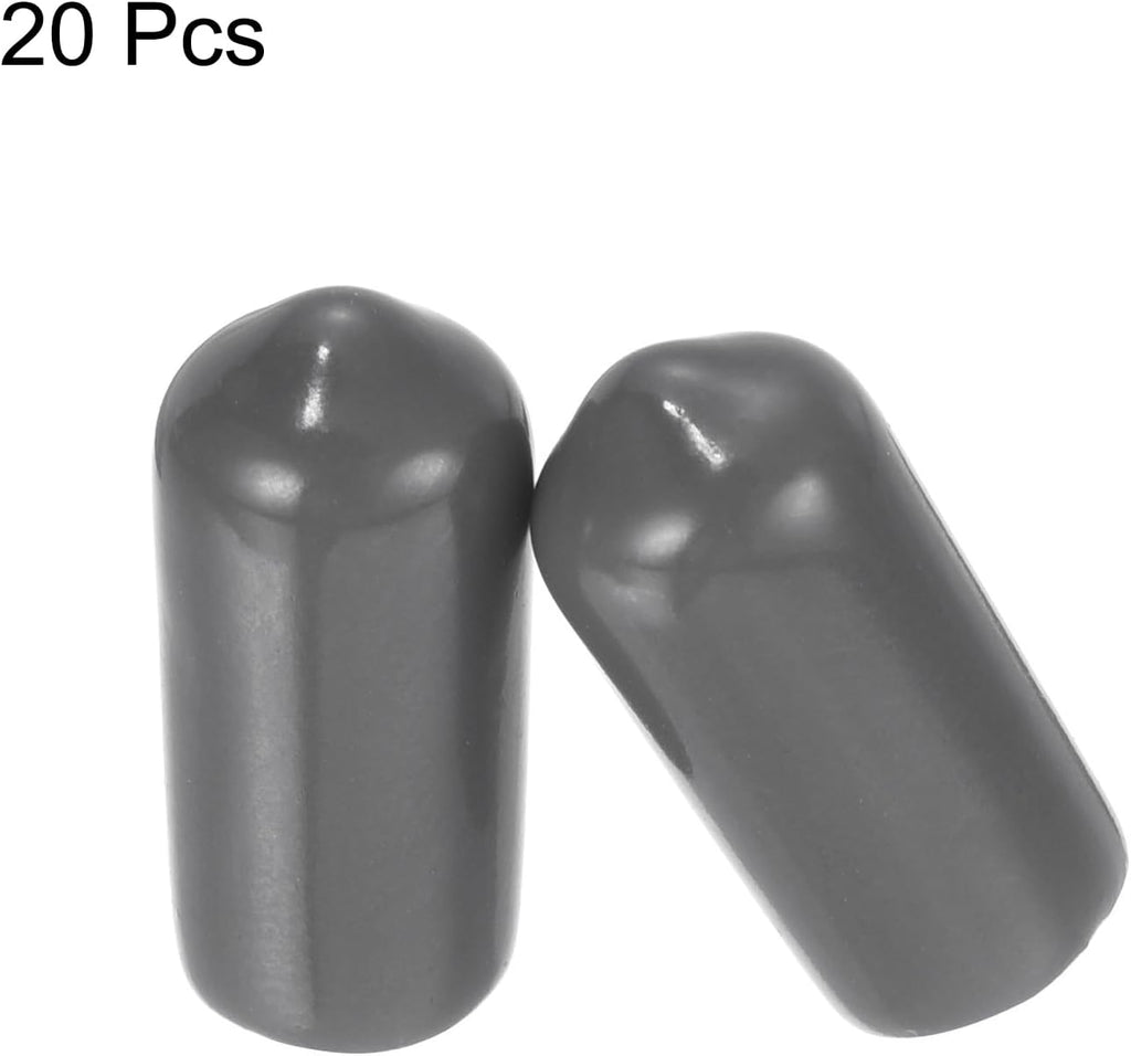 uxcell 20pcs Rubber End Caps 7mm(1/4") ID Vinyl PVC Round Tube Bolt Cap Cover Screw Thread Protectors Dark Grey