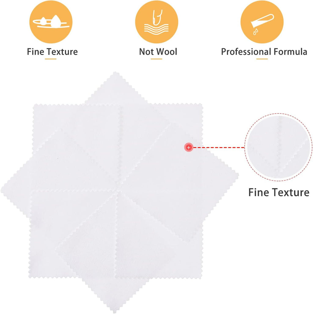 CATIFLIN 100pcs Jewelry Cleaning Cloth, Silver Polishing Cloth Individually Wrapped, Small Jewelry Polishing Cloth for Sterling Silver, Gold, Platinum and More (White, 3.15" x 3.15")