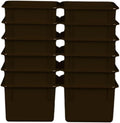 Wood Designs Cubby Storage Bin, Heavy Duty Plastic Containers for Kids Brown Cubby Tray Set of 12