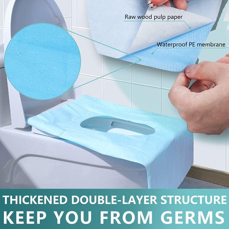 Disposable Waterproof Toilet Seat Covers (10-Pack) – Individually Wrapped XL Portable Potty Liners for Travel, Kids & Adults – Non-Flushable Hygienic Public Restroom Protector, Universal Fit