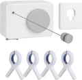 Retractable Clothesline Indoor/Outdoor, Anti-Sag for Drying Clothes Line Retracting Indoor/Outdoor, We Equipped This 13.8 Fts Laundry line Retractable with 4 Large Clips