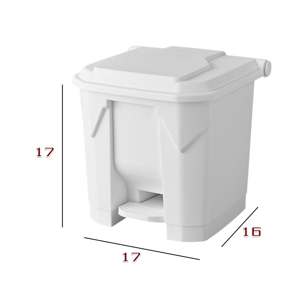 PRO&Family Step-On Trash Can with Lid, Plastic Waste Bin, Foot Pedal Operation (White, 8 Gallon)