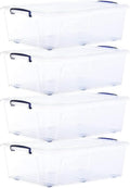 Superio Storage Bins with Lids, Clear Plastic Containers for Organizing, Stackable Totes, BPA Free, Odor Free, Organizer Boxes for Home, and Dorm (4 Pack, 42 Quart)