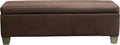 51 Inch Brown Faux Leather Ottoman with Storage, Rectangular Extra Long Bench, End of Bed Bench with Large Storage for Bedroom, Living Room
