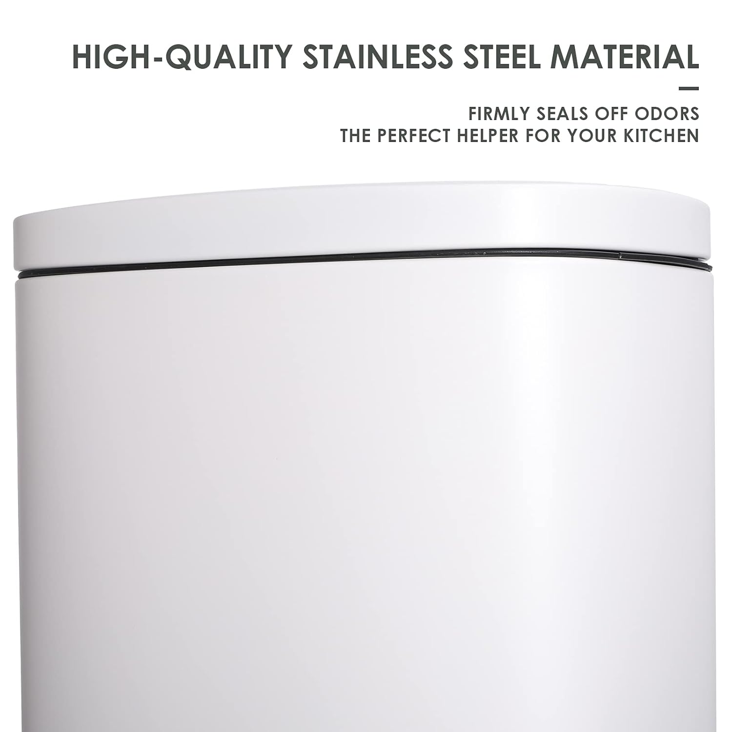 AthLike Trash Can, Stainless Steel Kitchen Garbage Can, Step Waste Bin with Hinged Lid and Removable Inner Bucket, Soft-Close, Dustbin for Bathroom Bedroom Living Room Home (White, 13.2 Gal)