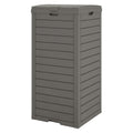 NUNU LAB 31 Gal Outdoor Trash Can with Lid - Heavy Duty Waterproof Resin, Removable Drip Tray, Fits 33-40 Gallon Bags - Large Garbage Bin for Patio, Backyard, Deck