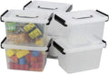 Asking Plastic Latching Box with Black Handle, Lidded Storage Bins, 6 Packs, 3 Quart