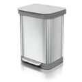 Glad Stainless Steel Step Trash Can, Series 2 with Clorox Protection - Large Metal Kitchen Garbage Bin with Soft Close Lid, Foot Pedal and Waste Bag Roll Holder, 13 Gallon