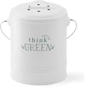 Barnyard Designs Compost Bin for Kitchen Counter - 1.2 Gallon Countertop Composter with Extra Smell-Absorbing Filters and Inner Bucket for Easy Cleaning - Food Waste Bin for Kitchen with Lid (White)