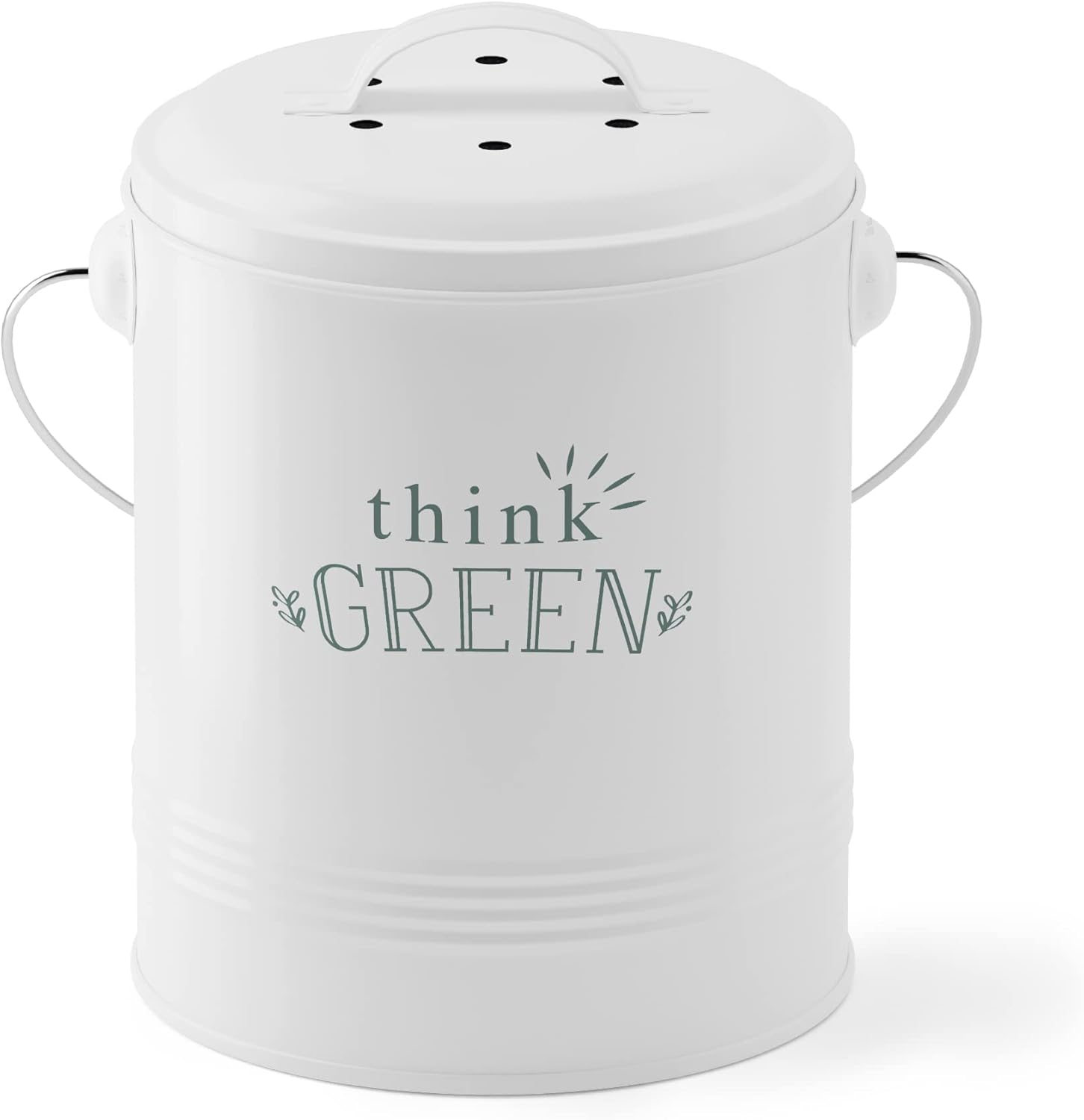 Barnyard Designs Compost Bin for Kitchen Counter - 1.2 Gallon Countertop Composter with Extra Smell-Absorbing Filters and Inner Bucket for Easy Cleaning - Food Waste Bin for Kitchen with Lid (White)