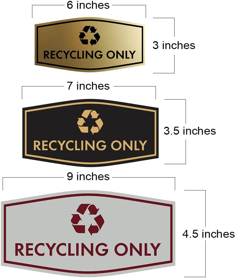 Fancy Recycling Only Sign (Black) - Medium