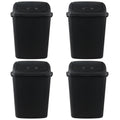 4 Pack 40 Liter Swing Lid Kitchen Garbage Can, Plastic Trash Can with Lid, Black
