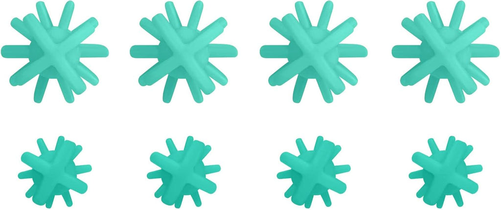 Silicone Straw Brush 4 Pack - (2 Small, 2 Wide) - 10 Inches Reusable Straw Cleaner, Pipe Cleaners, Straw Cleaning Tool for Drinking Straws, Pipes, Tubes, Glass and Detailing (Teal)