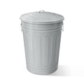 Plexon Round Trash Can 13 Gallon, Vintage Metal Outdoor Trash Can with Lid, Retro Farmhouse Garbage Container, Old School Modern Ash Bucket, Gray