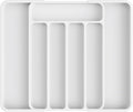 Kitsure Cutlery Drawer Organiser for Kitchen - Adjustable Cutlery Tray for Effortless Utensil Sorting, Versatile Kitchen Storage & Organisation Solution, 12.13" x 1.54" x 8.07"~13.90", White