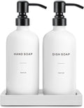 Kitchen Soap Dispenser Set, White Soap Dispenser with Black Stainless Steel Pump, Perfect for Modern Kitchen Decor. (White)