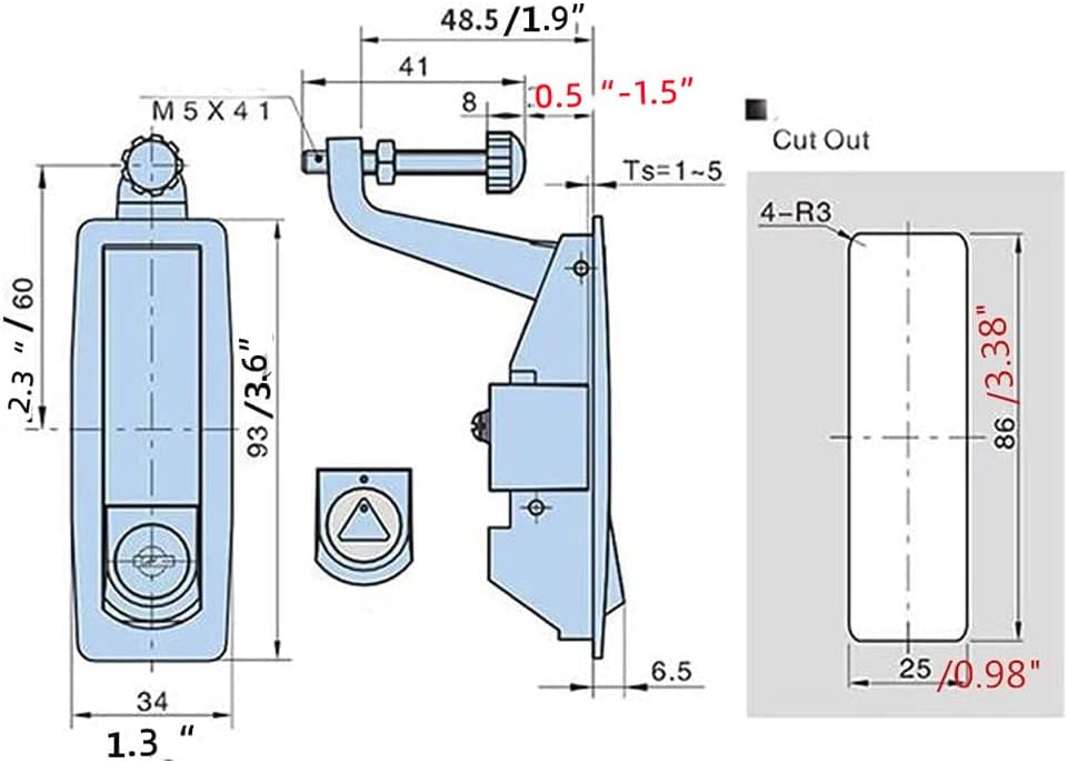 4Pcs Compression Latch Lock Trigger Latch Lock Zinc Alloy Adjustable Lever Hand Operated Compression Latches Flush Mount Silver