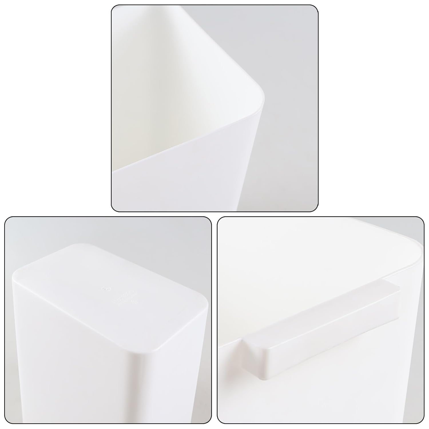 4.5 Gallon Plastic Wastebasket, Set of 3 Durable Open Top Garbage Can, Slim Trash Container Bin, White
