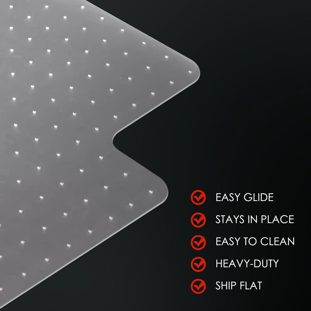 Kuyal Office Chair Mat for Carpet, 2 Pack 36x48 Clear Heavy Duty Computer Chair Mat with Lip, Under Desk Protector Carpeted Floors Mat, Easy Chair Movement,Ship Flat