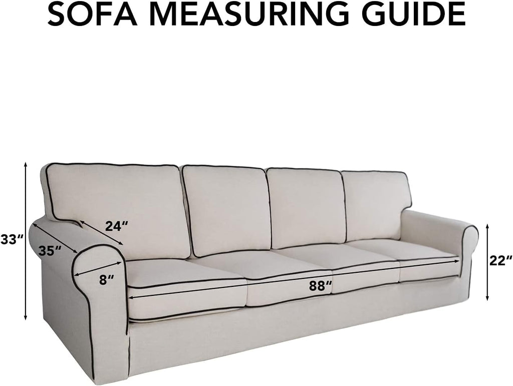 PureFit Reversible Quilted Sofa Cover, Water Resistant Slipcover Furniture Protector, Washable Couch Cover with Non Slip and Elastic Straps for Kids, Dogs, Pets (XX Large, Light Gray/Ivory)