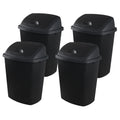 18 Gallon Plastic Garbage Bin with Swing Lid, Set of 4 Large Trash Can, Black