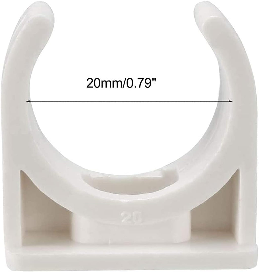 100 Pcs U-Shaped PVC Water 20mm Pipe Clamps Clips, U-Shaped Buckles Fit for 3/4" (20mm) Water Pipes and TV Trays Tubing Hose Hanger Support Pex Tubing （White 20mm）