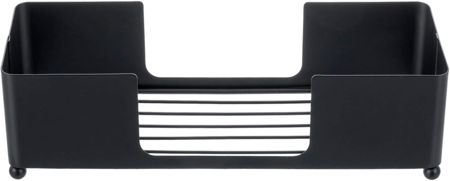 MyGift Modern Matte Black Metal Tabletop Commercial Folded Paper Towel Holder, Countertop Disposable Napkin Dispenser Tray for Guest Bathroom
