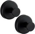 Reusable Heavy Duty Suction Cup Hooks for Kitchen/Bathroom/Shower - Wet-Proof Hooks for Towels, Robes, Loofah&Wreaths/No Drill Mounting on Glass, Tile, Metal (2, Matte Black)