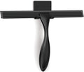 All-Purpose Stainless Steel Shower Squeegee for Glass Doors with Adhesive Hooks, Squeegee for Shower Glass, Bathroom Household Cleaner Tool for Window Mirror Tile Wall Car, 10 Inch Black