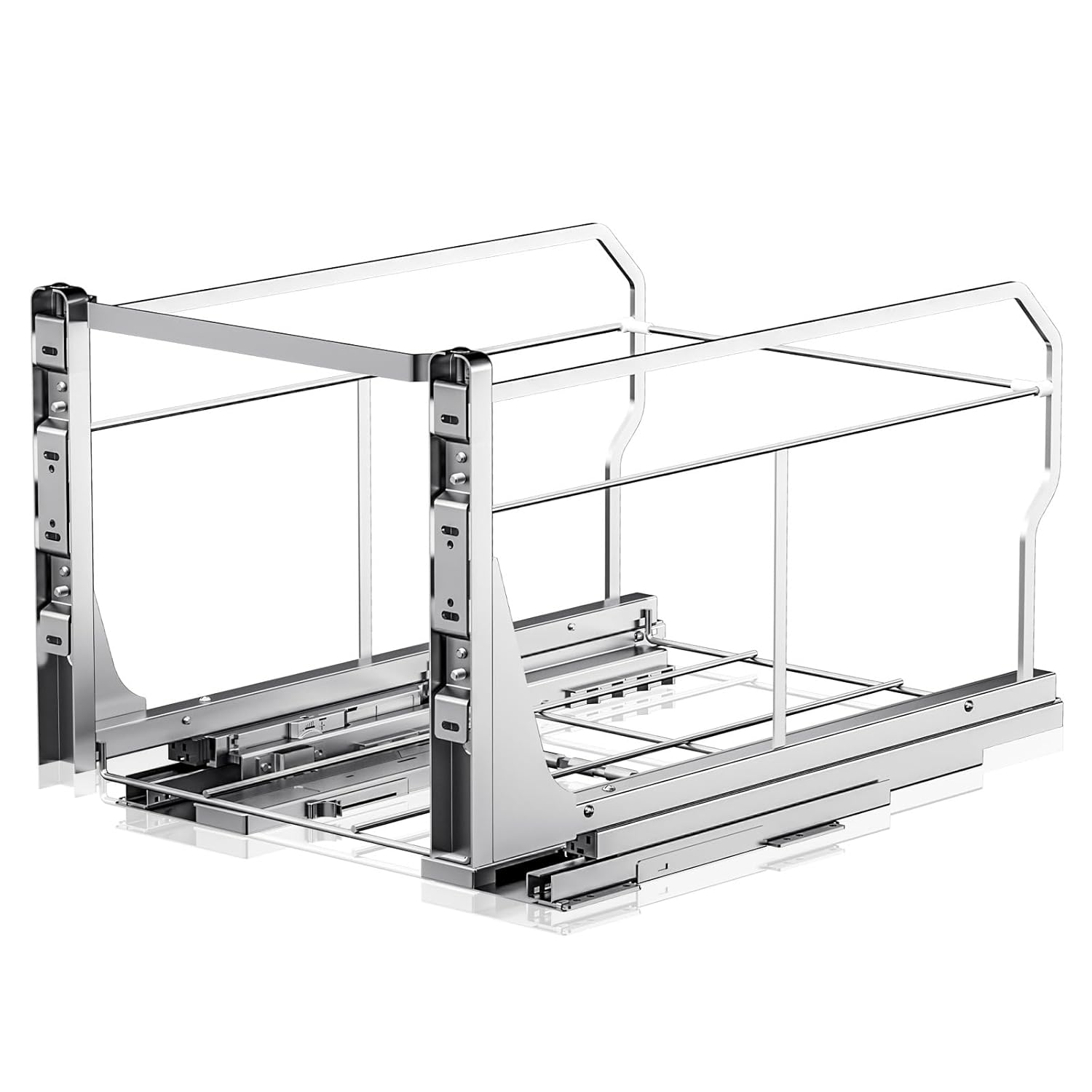 Insputer Double Pull Out Trash Can Under Cabinet with Push to Open Slides, Heavy Duty Under Sink Garbage Can Kit for Kitchen, Not Include Bin, Require 18" W X 24" D Cabinet, has Installation Video