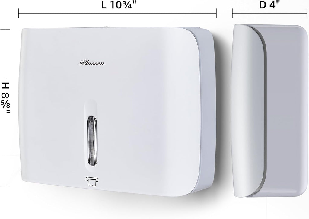 Commercial Paper Towel Dispenser Wall Mount with Key Pack of 2 Plastic 10⅞” Length X 8¼” Height X 3¾” Depth for Restroom