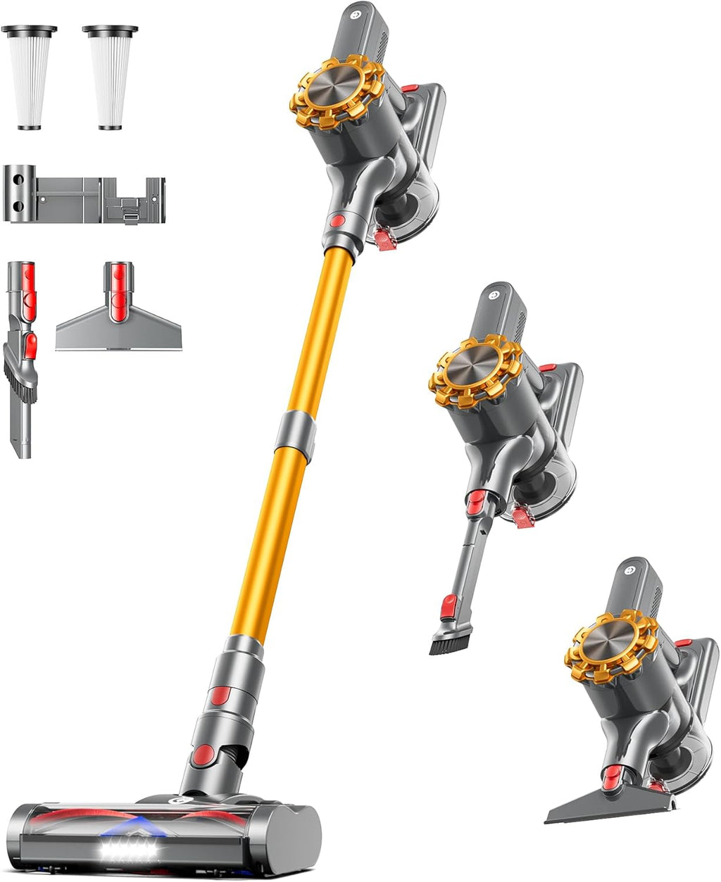 Cordless Vacuum Cleaner, 500W/45Kpa Vacuum Cleaners for Home with LED Display, 8 in 1 Lightweight Stick Vacuum with 60Min Runtime, Anti-tangle, Wall Mount Charging for HardFloor/Carpet/Pet Hair