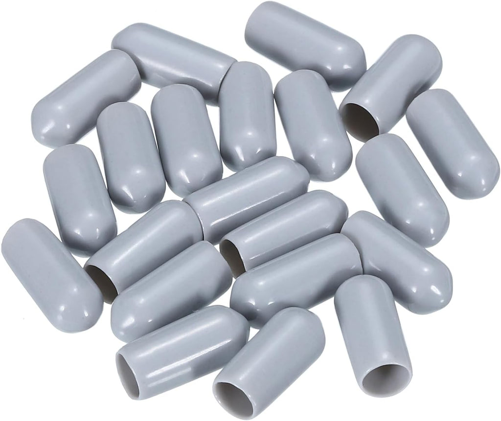 uxcell 20pcs Rubber End Caps 6mm(1/4") ID Vinyl PVC Round Tube Bolt Cap Cover Screw Thread Protectors Grey