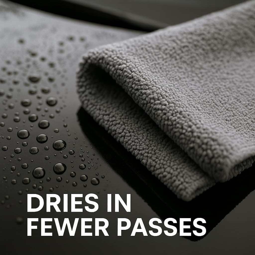Paks - Edgeless Microfiber Towels 4-Pack - Car Detailing Wash Cloths for Cleaning - 16x16 Car Drying Towel - Lint Free Auto Rags for Polishing & Buffing - Purple & Grey Cleaning Supplies