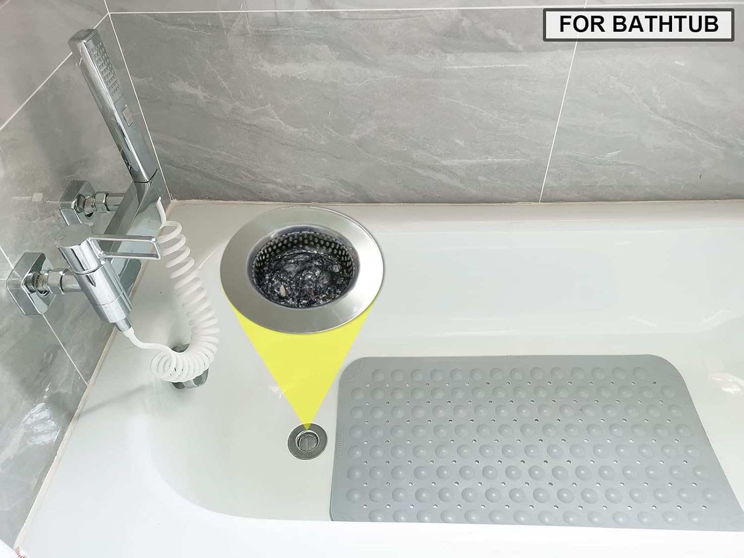 2PCS Bathtub Drain Strainers, Shower Drain Hair Catcher, Stainless Steel Drain Cover Basket for Bathroom Laundry Floor Drain, Fit for 1.75"-3.0" Drain Hole