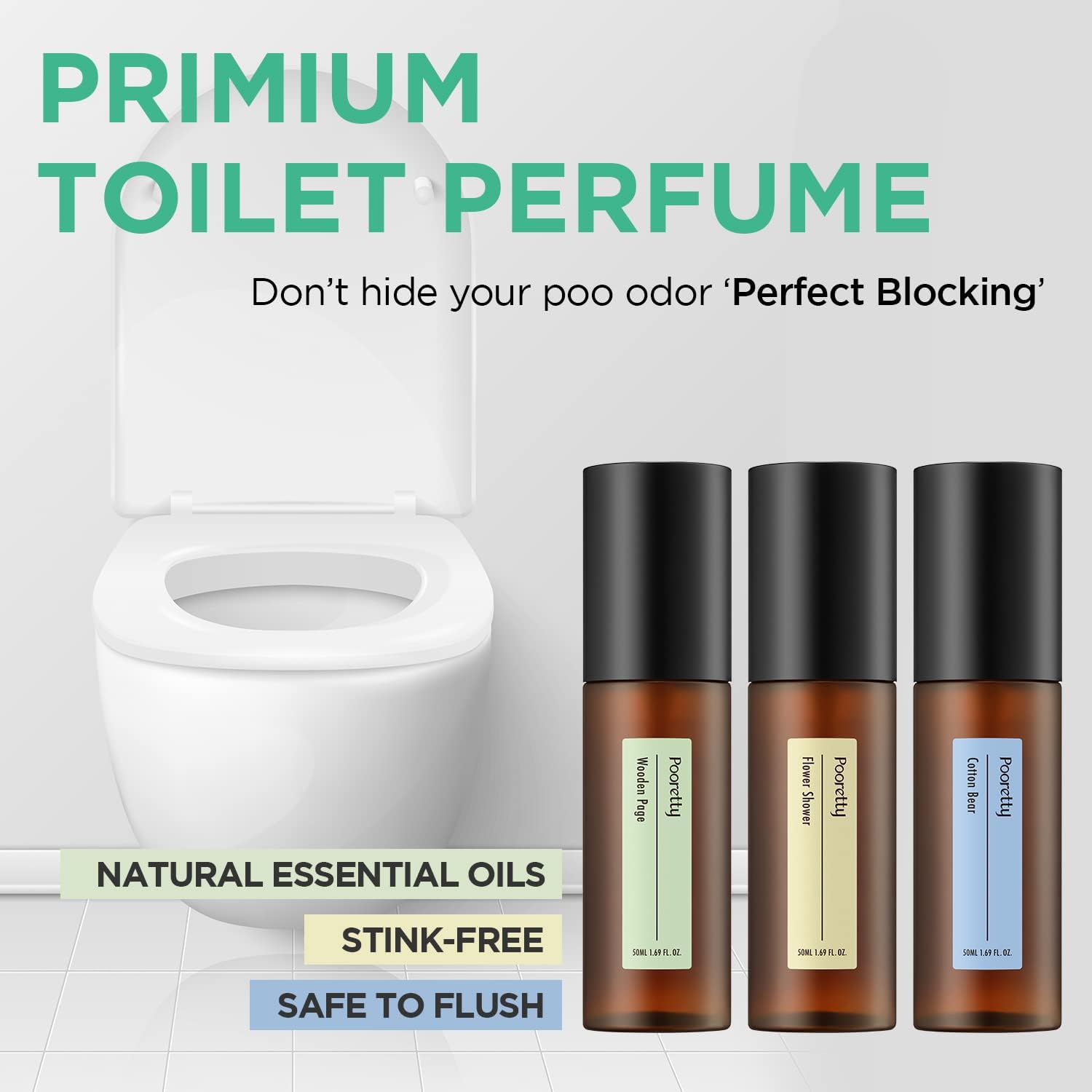 Pre-Poop Aromatic Bathroom Toilet Spray, Potty Deodorizer, Neutralize Bad Odors - Soft Cotton & Baby Powder Scent (1.69 fl.oz. 2 Pack)
