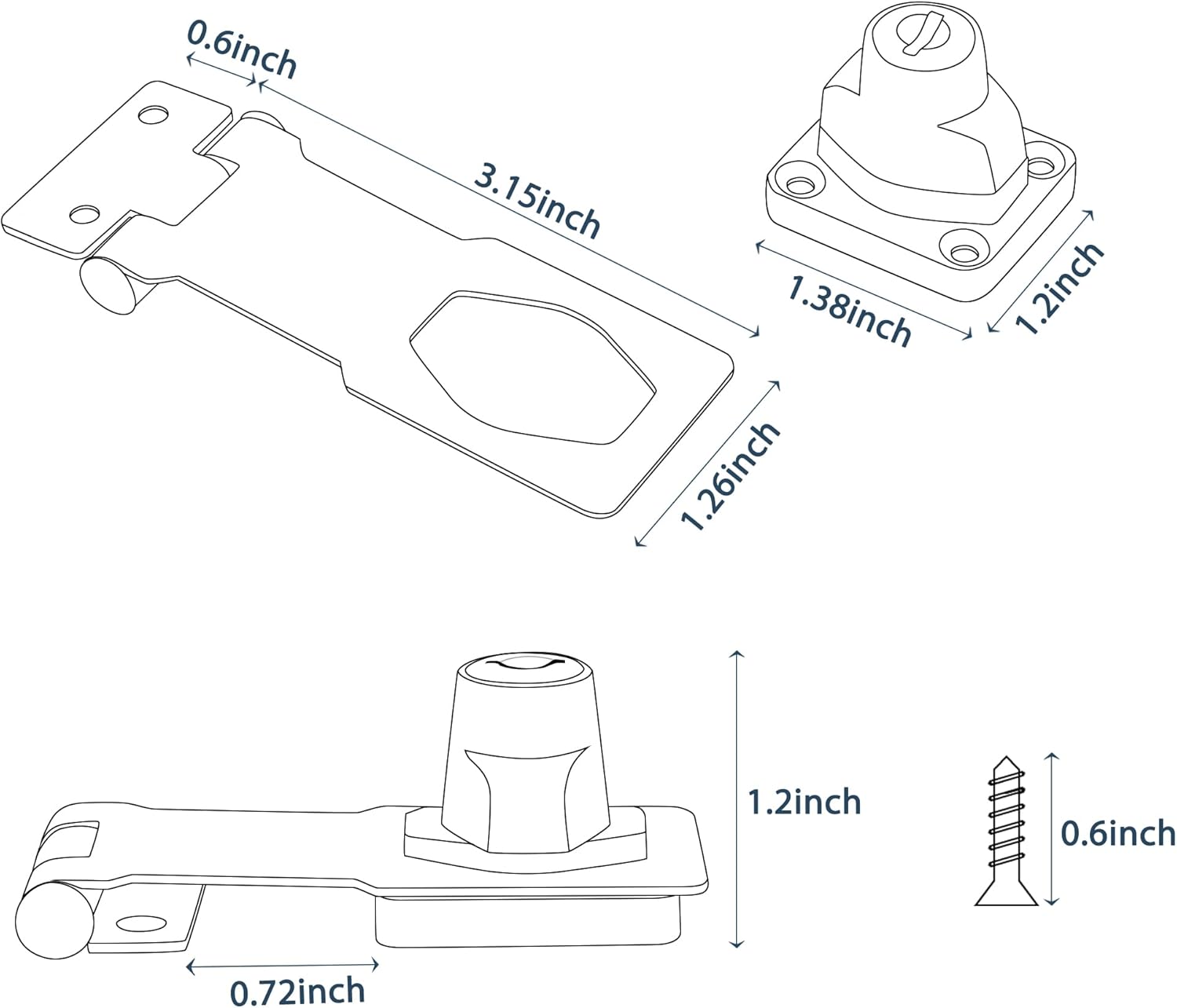 Alise Keyed Hasp Lock,3 Inch Safety Packlock Clasp Hasp Lock Latch with Lock,Door Hinge Lock with Keys Keyed Locking Hasp for Cabinets Closets Doors,Bronze