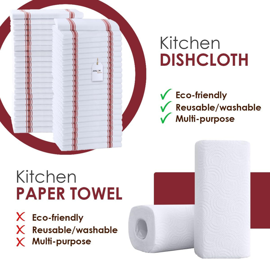 Dish Towels Set (Value Pack of 45) Size 15x25 Inch, 100% Cotton Soft & Absorbent Linen Kitchen Towels, Tea Towels, Reusable Cleaning Cloths for Household Cleaning (Red)